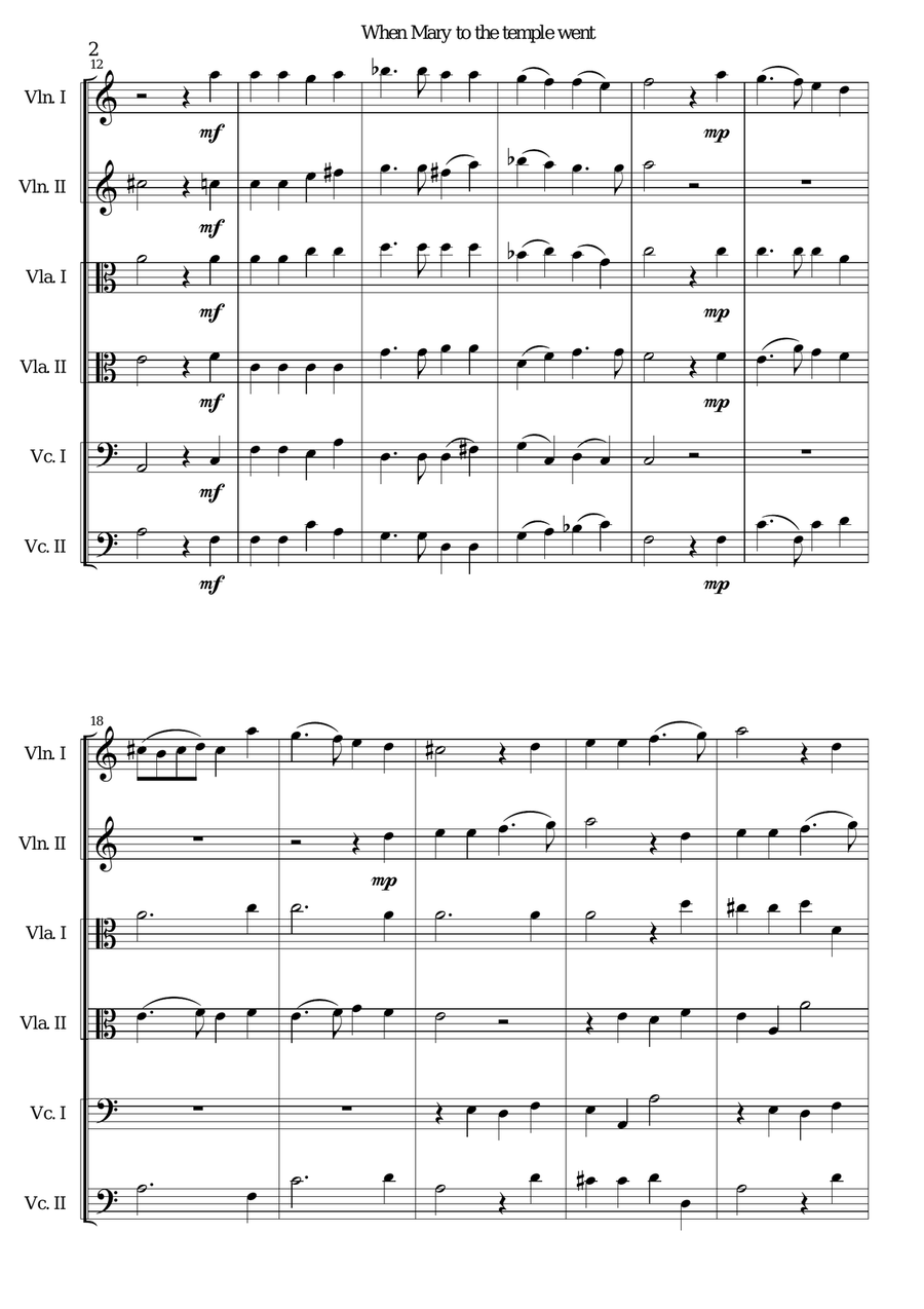 When Mary to the temple went (Maria wallt zum Heiligtum) for string sextet String Trio scores gallery preview page 2