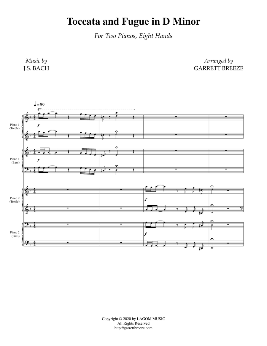 Toccata and Fugue in D Minor (Two Pianos, Eight Hands) Piano Method scores gallery preview page 2