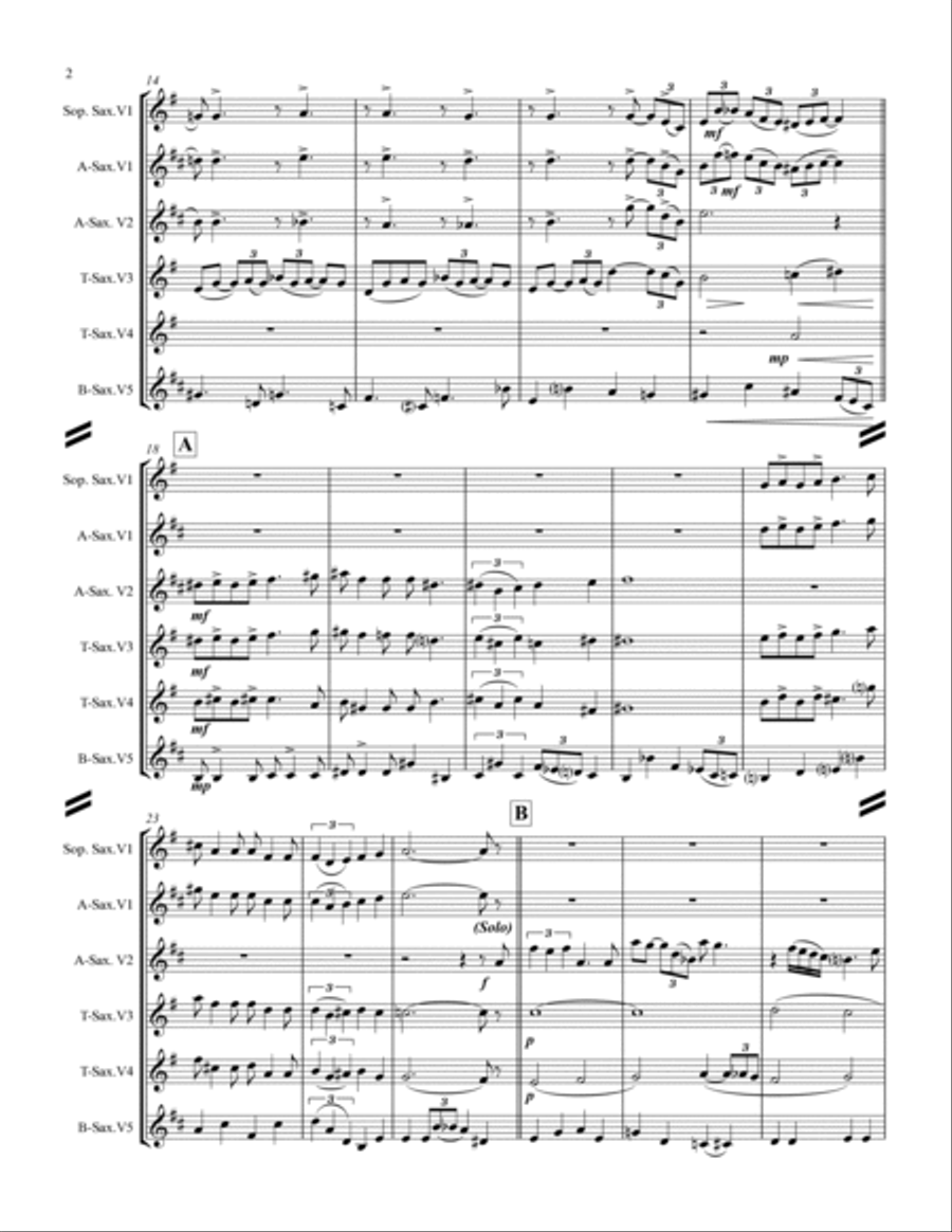 When Sunny Gets Blue Saxophone Quintet scores gallery preview page 3