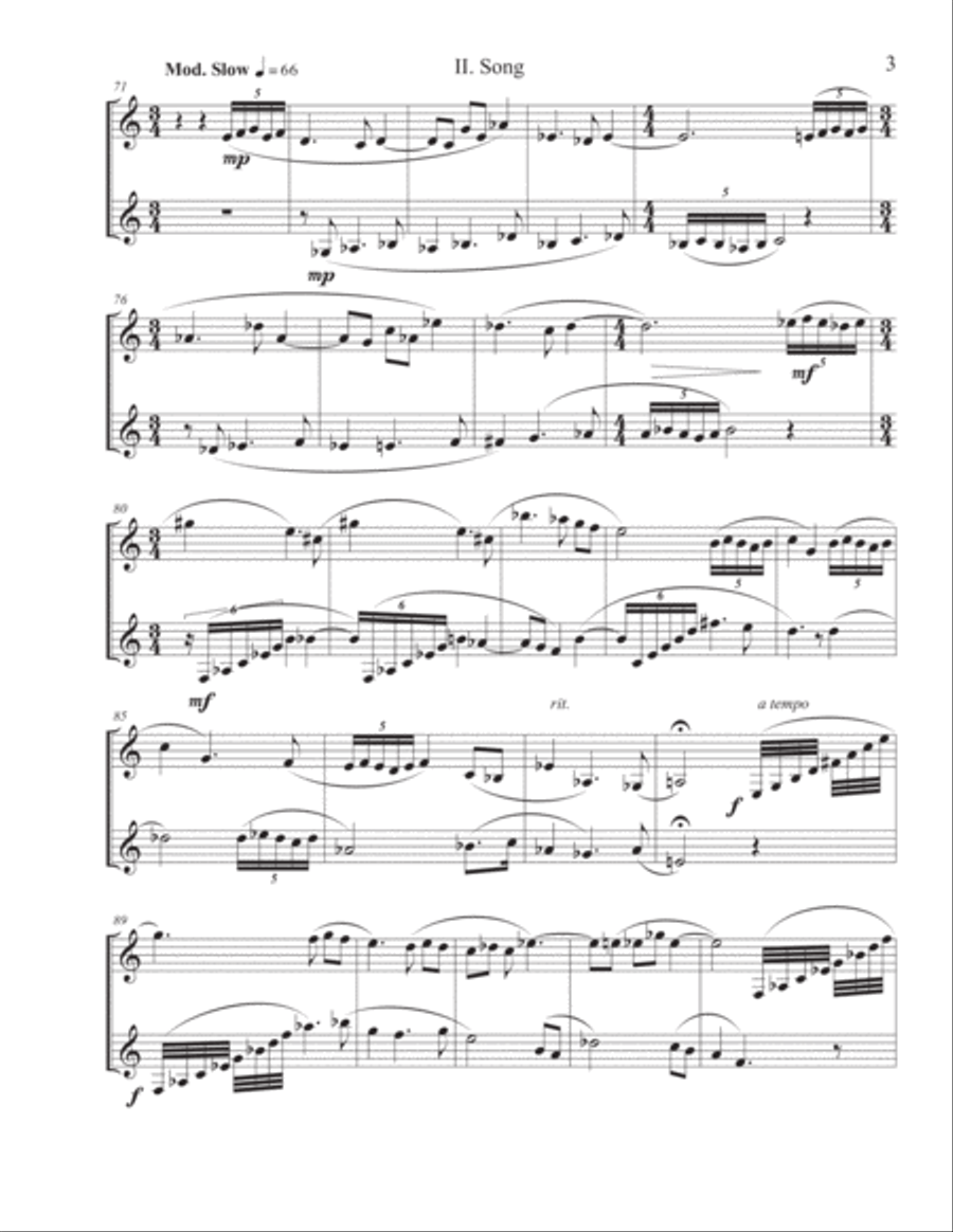 Three Bagatelles for Two Clarinets Clarinet Duet scores gallery preview page 3