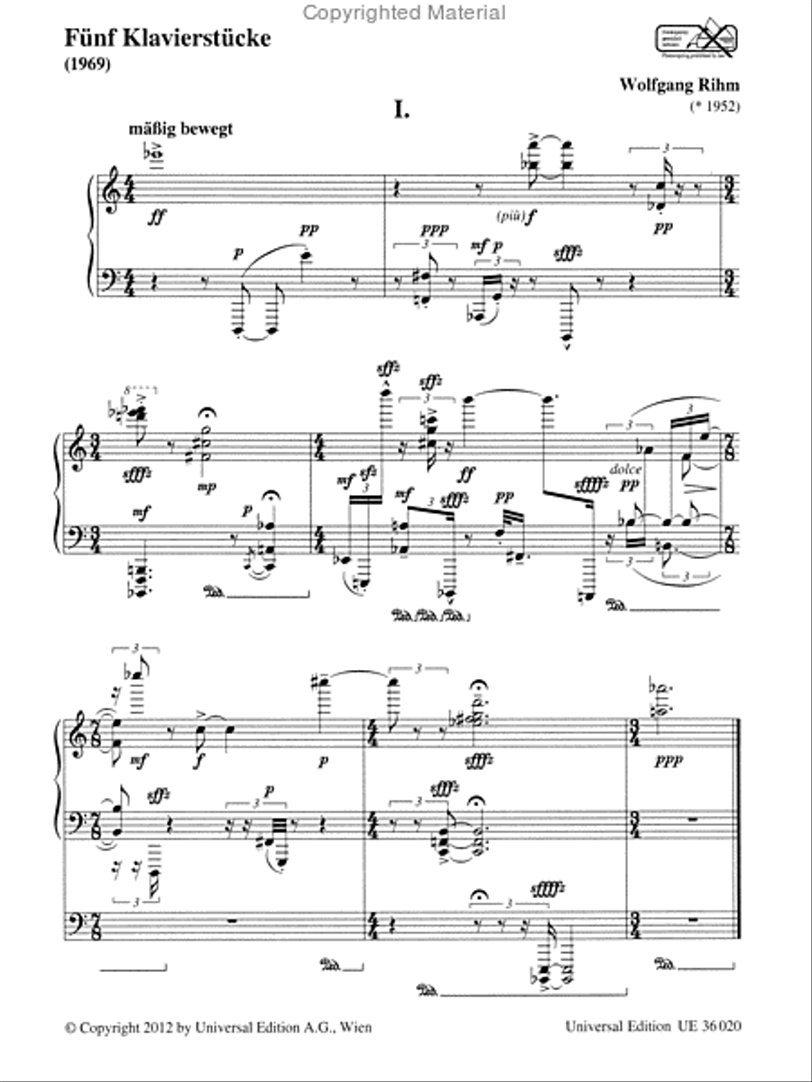 Funf Klavierstucke Chamber Music scores gallery preview page 2