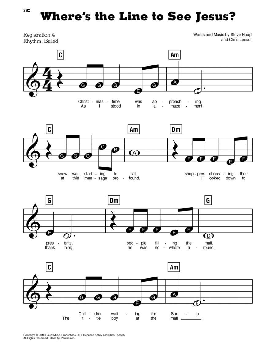 Where's The Line To See Jesus? Electronic Keyboard scores gallery preview page 1