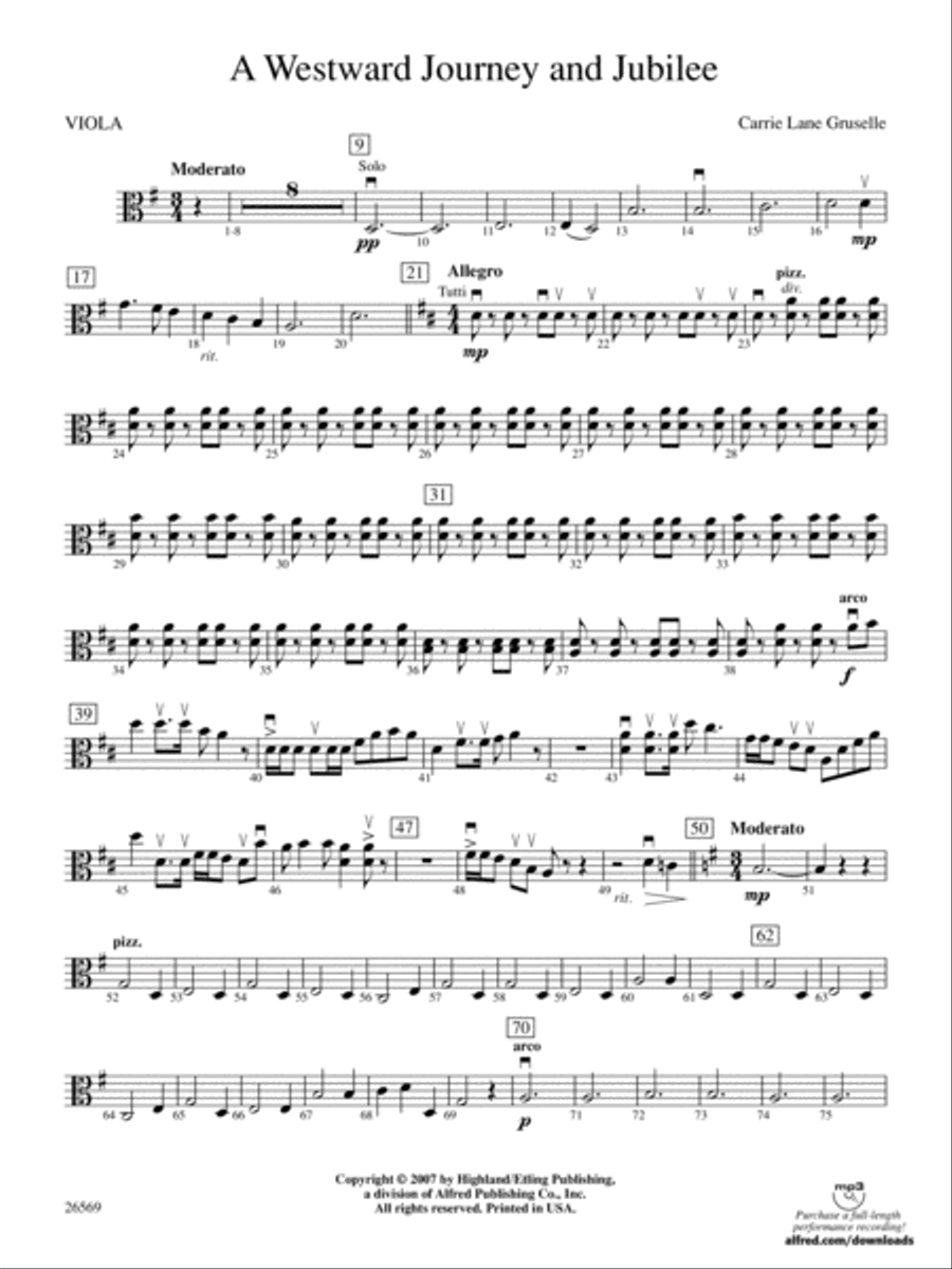 A Westward Journey and Jubilee: Viola String Orchestra scores gallery preview page 1