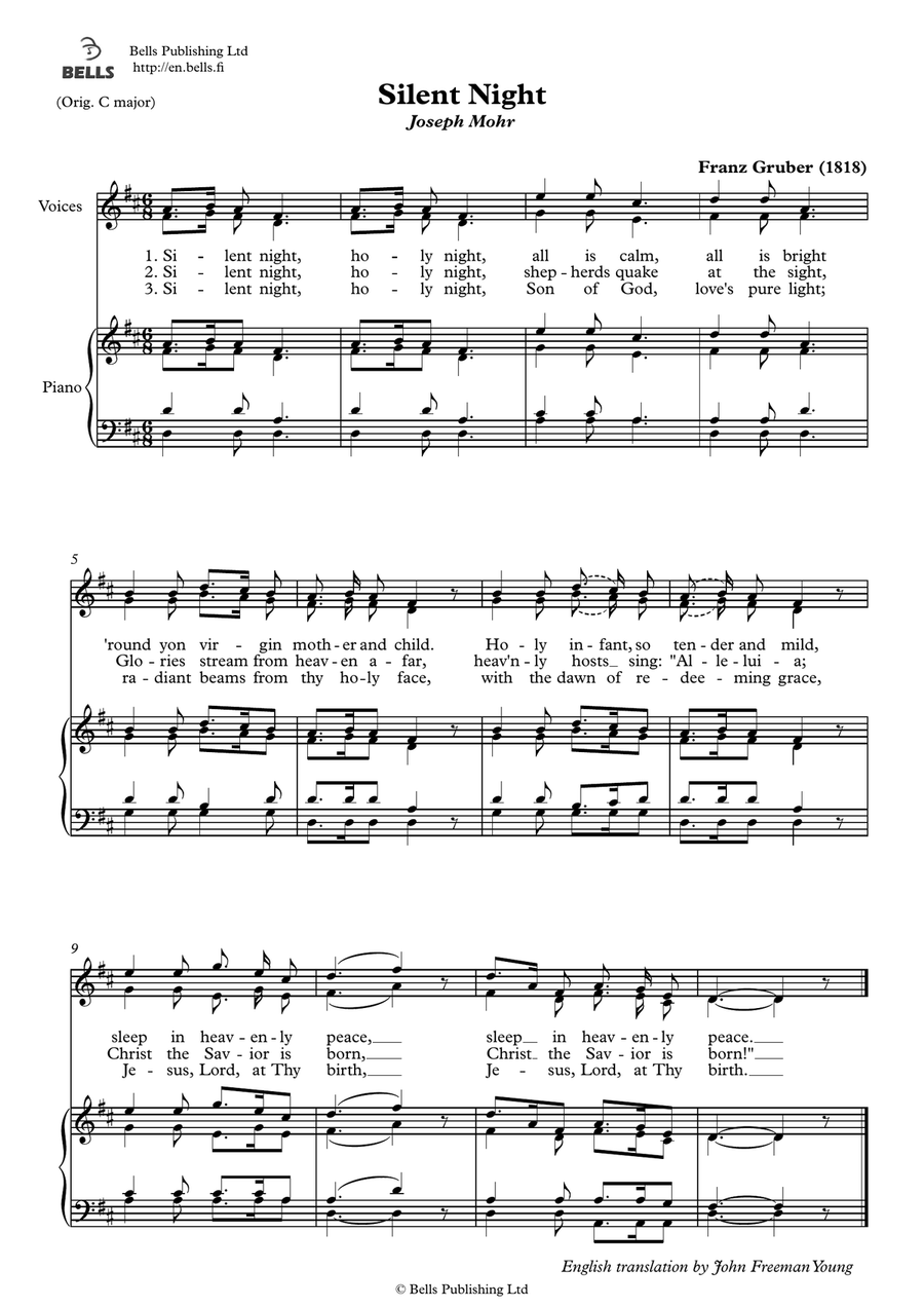 Silent night, holy night (Duet) (D Major)