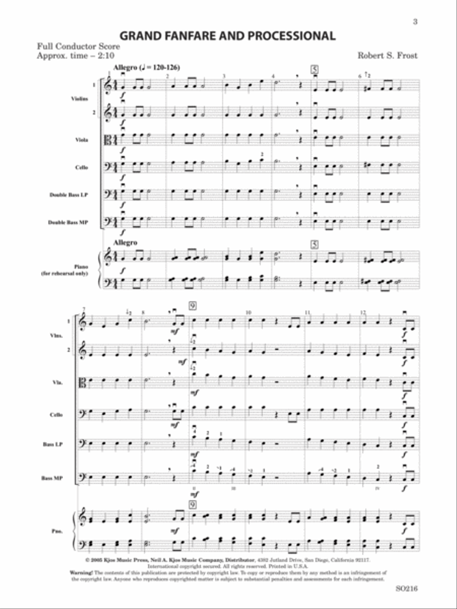 Grand Fanfare and Processional String Orchestra scores gallery preview page 2