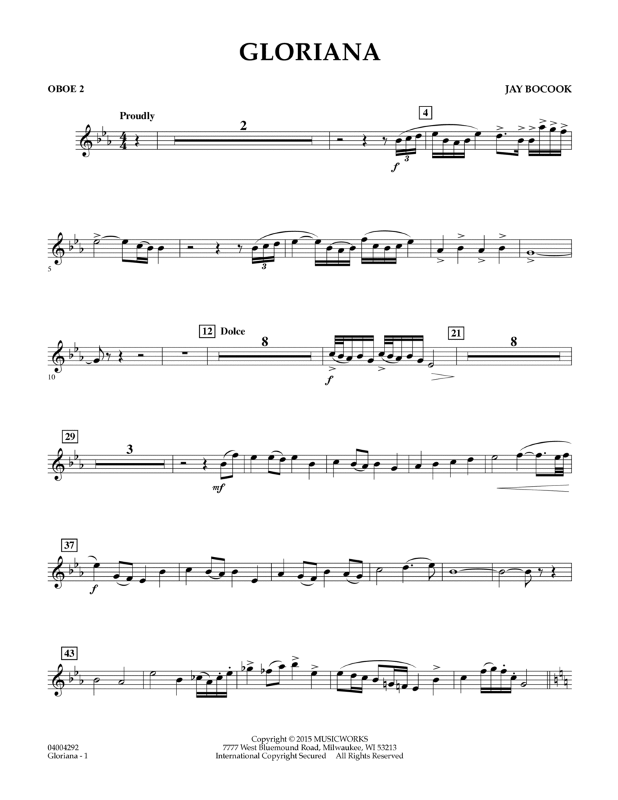 Gloriana - Oboe 2 Oboe scores gallery preview page 1