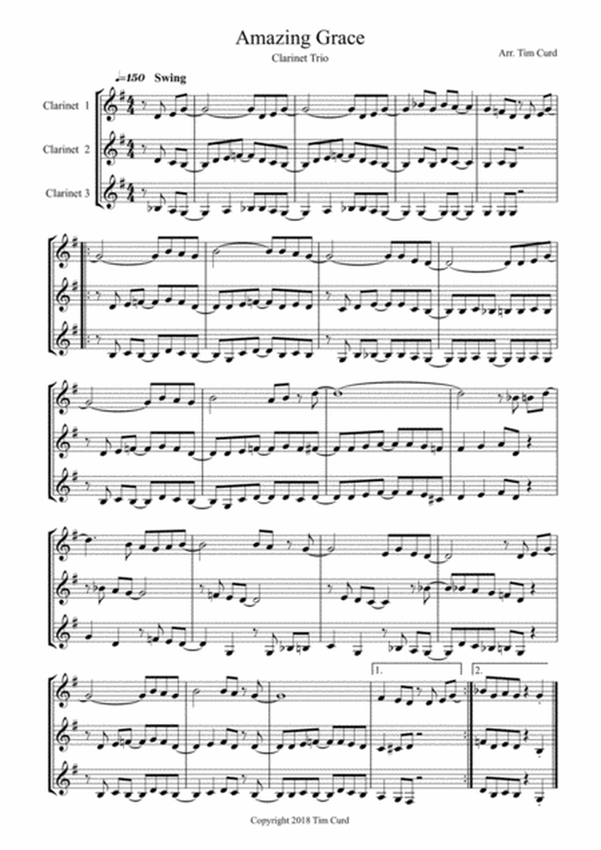 Amazing Grace. Clarinet Trio image number null