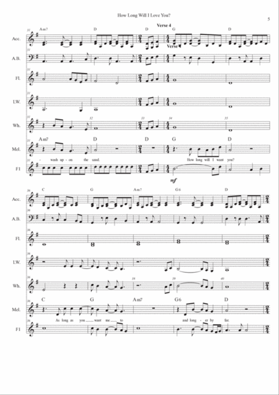 How Long Will I Love You How Long Will I Love You Small Ensemble scores gallery preview page 5
