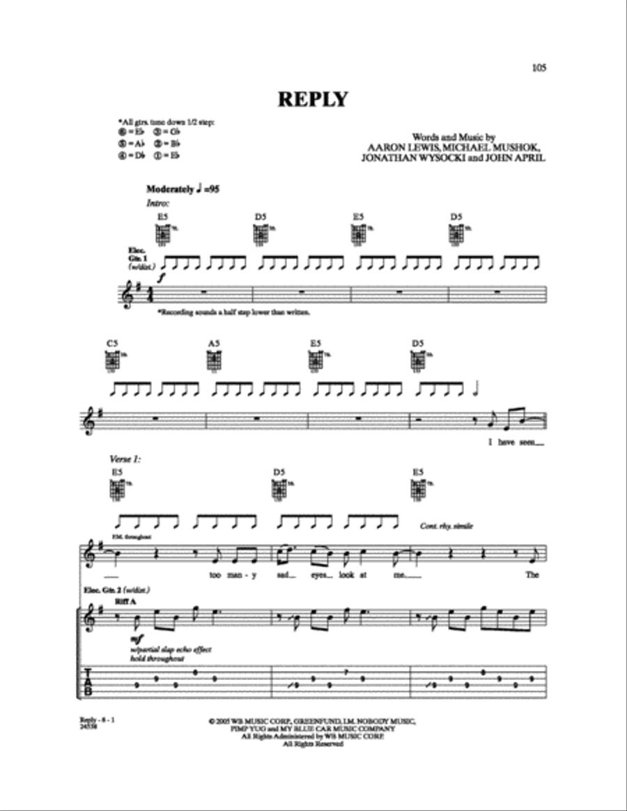 Reply Electric Guitar scores gallery preview page 1