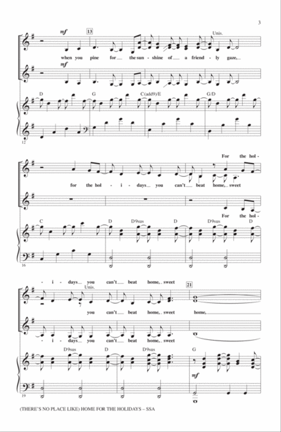 (There's No Place Like) Home For The Holidays SSA scores gallery preview page 2