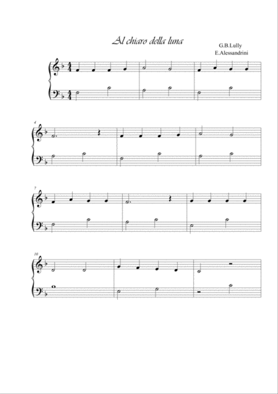 Al chiaro della luna Al chiaro della luna Piano Method scores gallery preview page 1