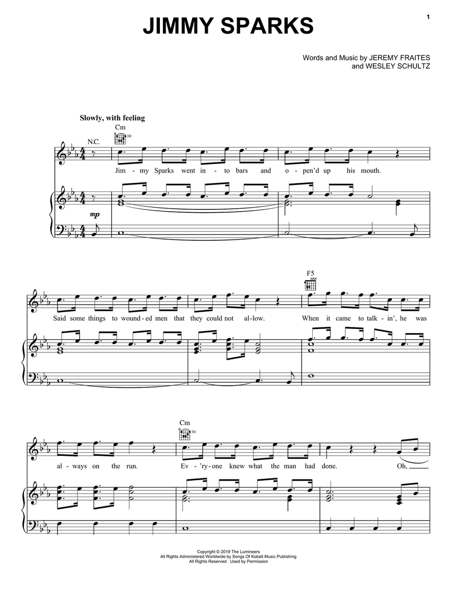 Jimmy Sparks Piano, Vocal, Guitar scores gallery preview page 1
