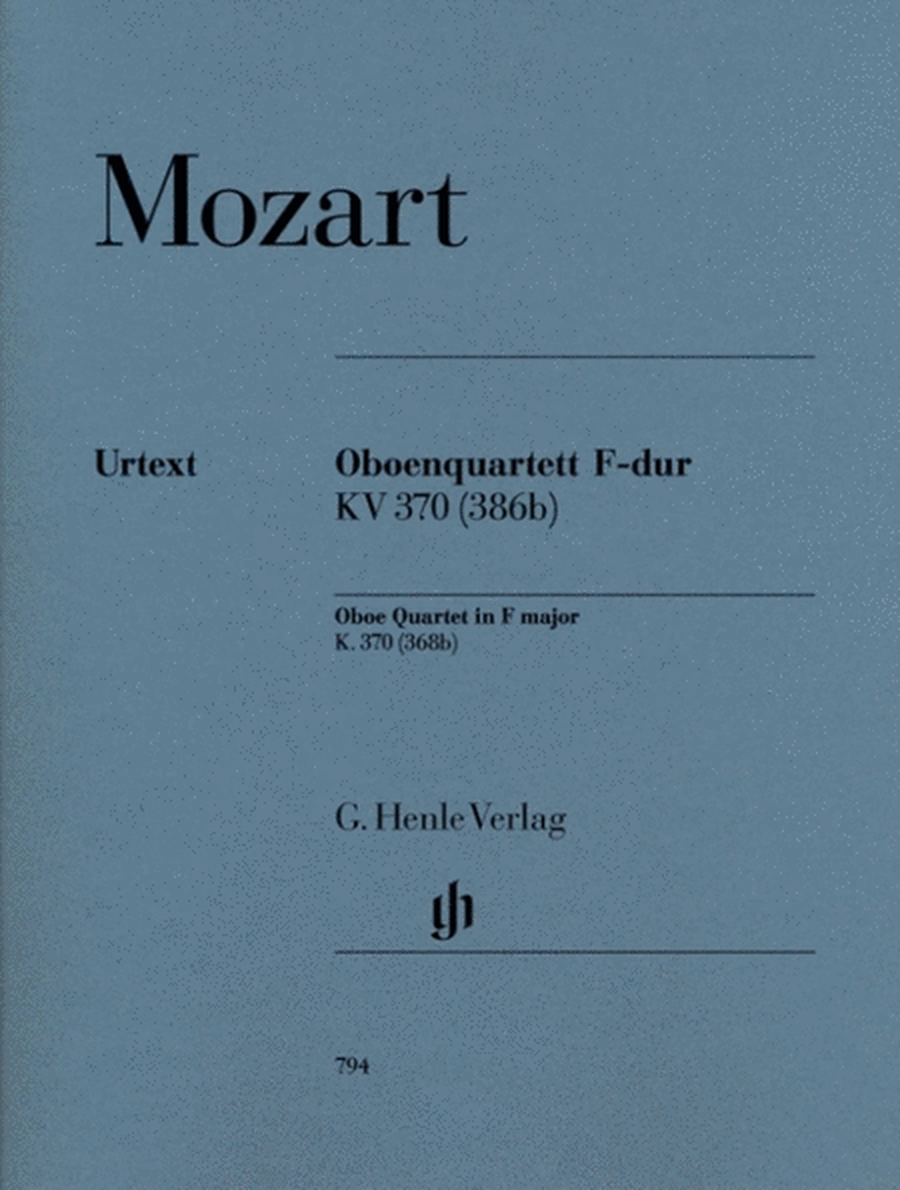 Mozart - Oboe Quartet K 370 Oboe/Violin/Viola/Cello Parts