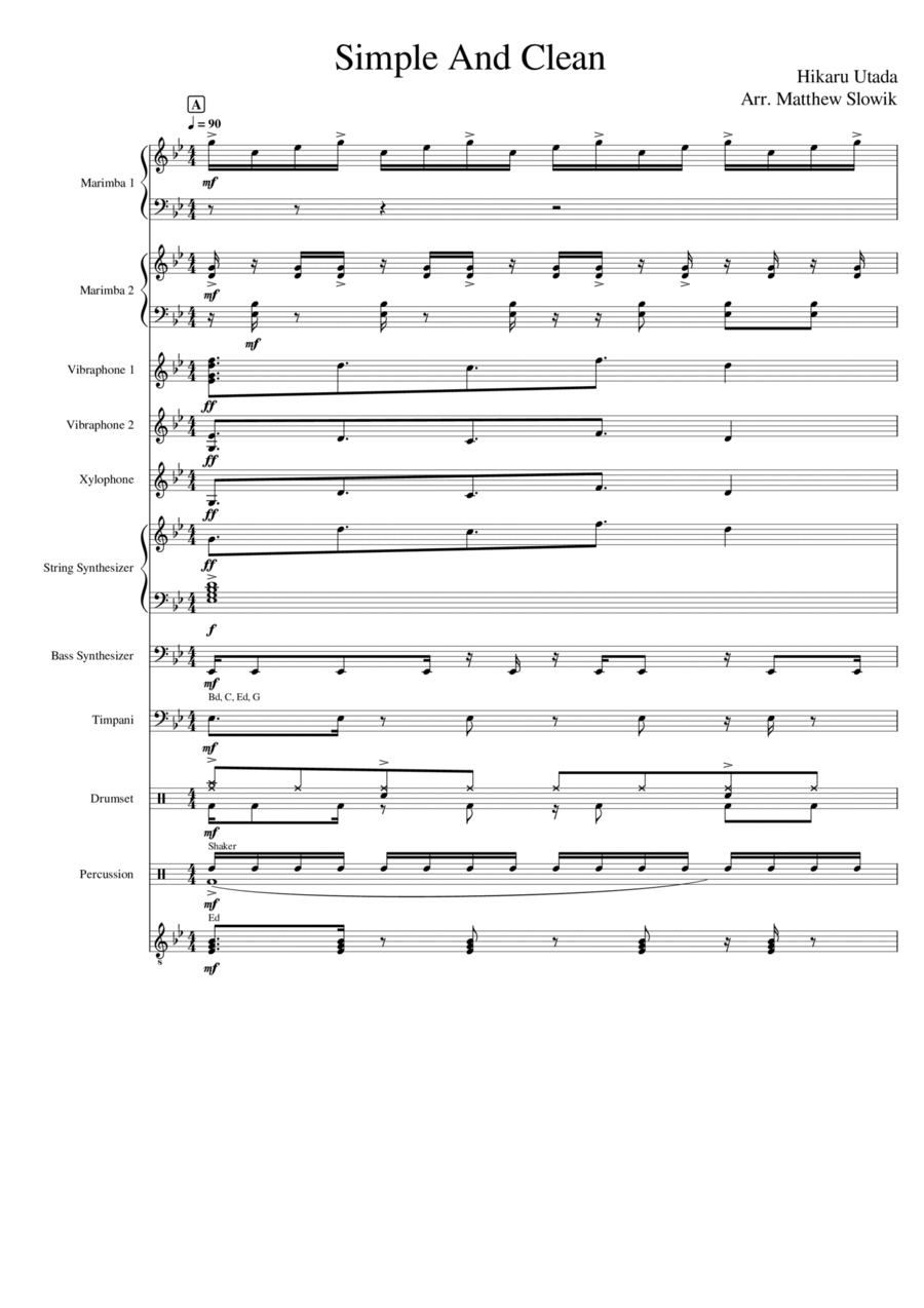 Kingdom Hearts Theme Percussion Ensemble scores gallery preview page 1