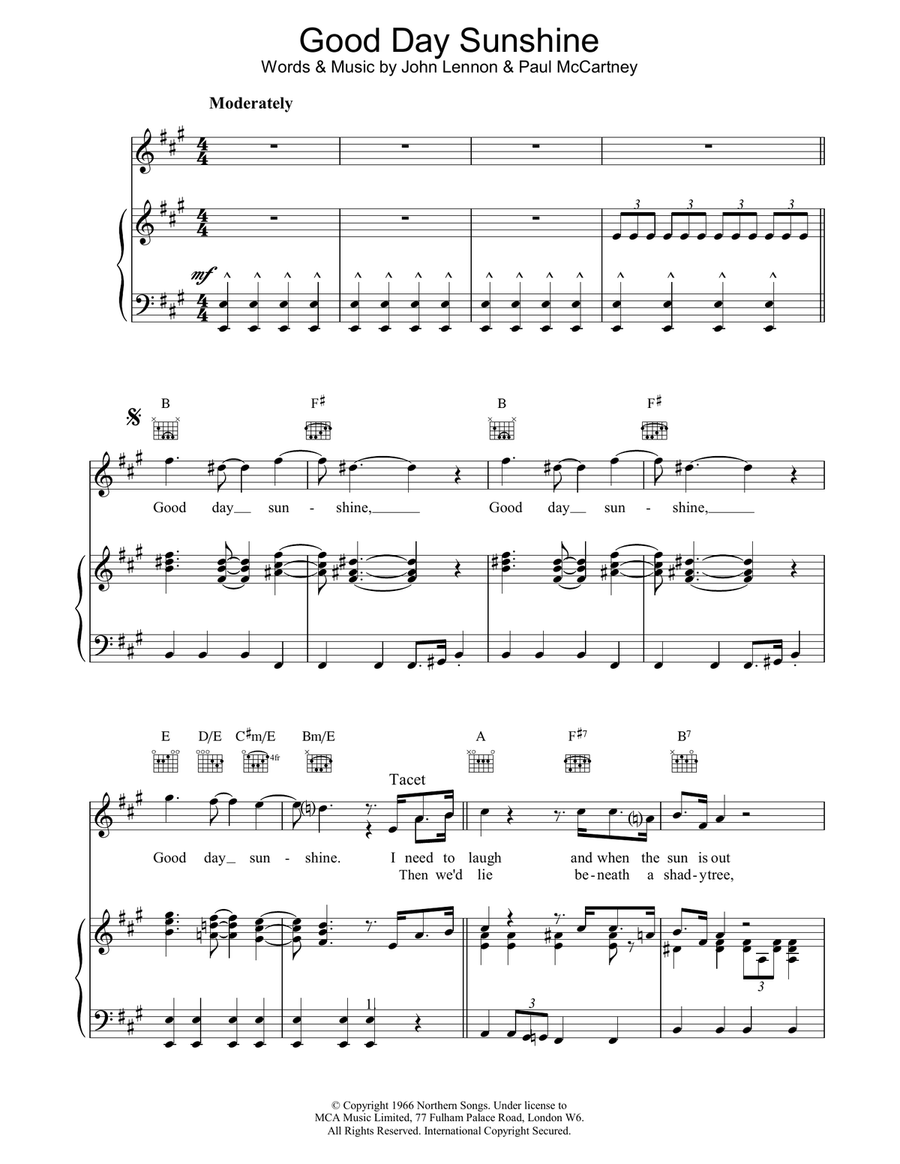 Good Day Sunshine Good Day Sunshine Acoustic Guitar scores gallery preview page 1