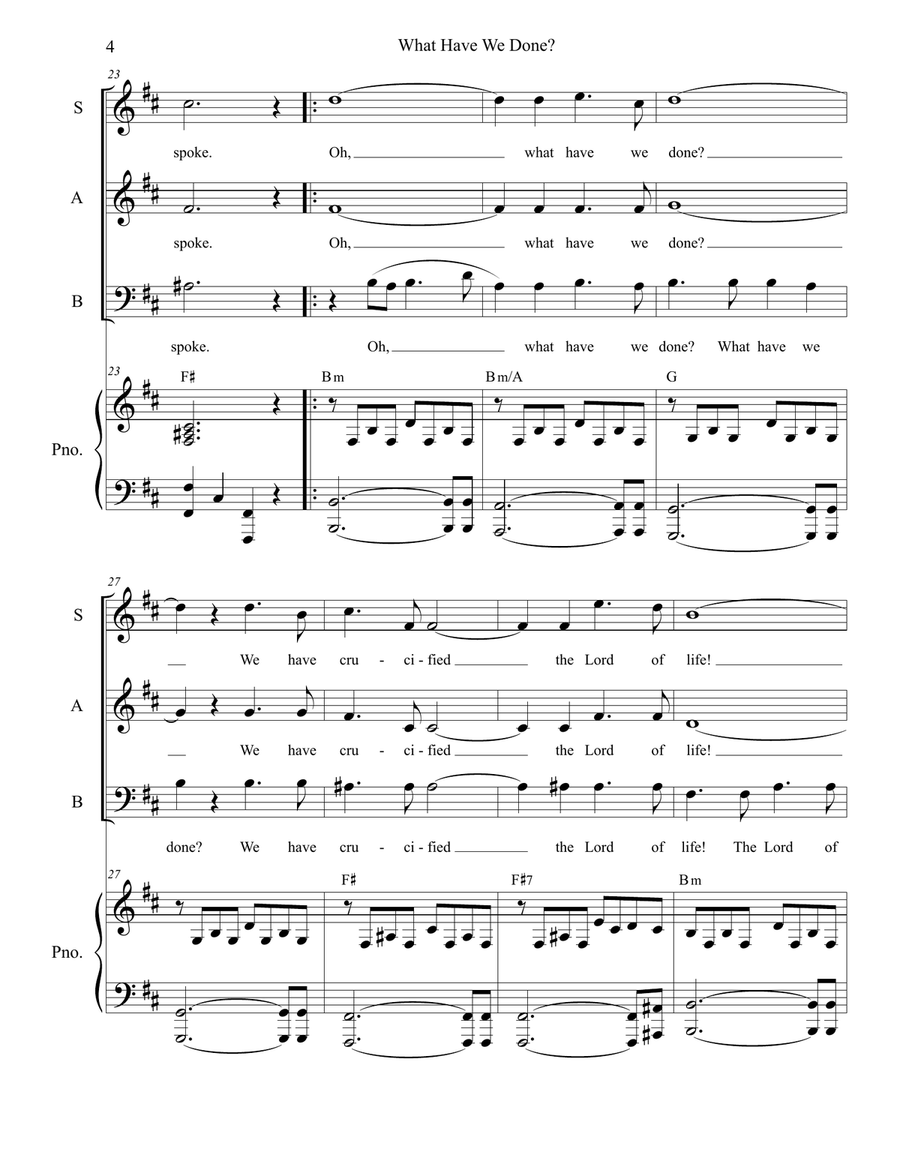 What Have We Done? (SAB) 3-Part scores gallery preview page 4