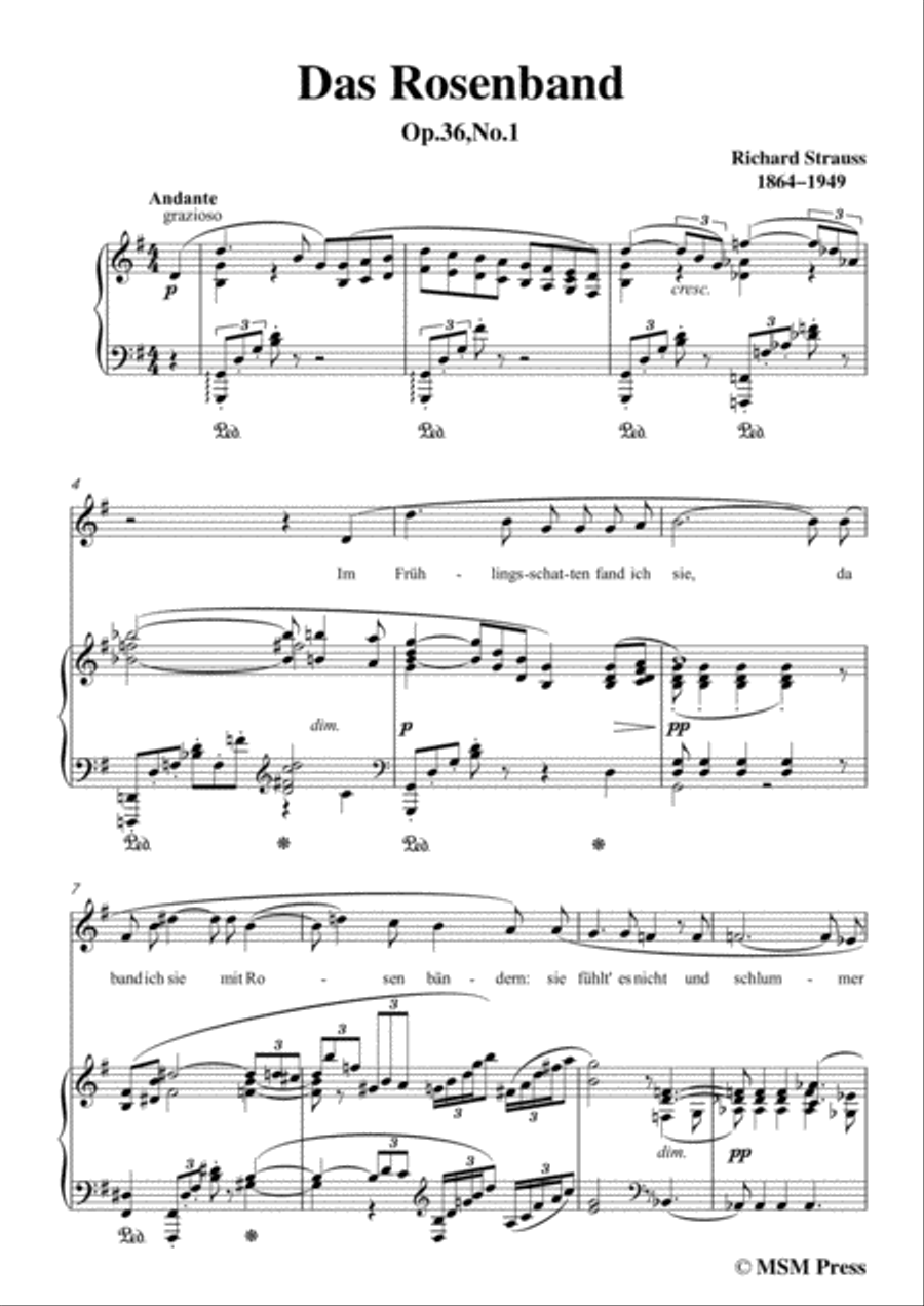 Richard Strauss-Das Rosenband in G Major,for Voice and Piano Richard Strauss-Das Rosenband in G Major,for Voice and Piano Voice Solo scores gallery preview page 3