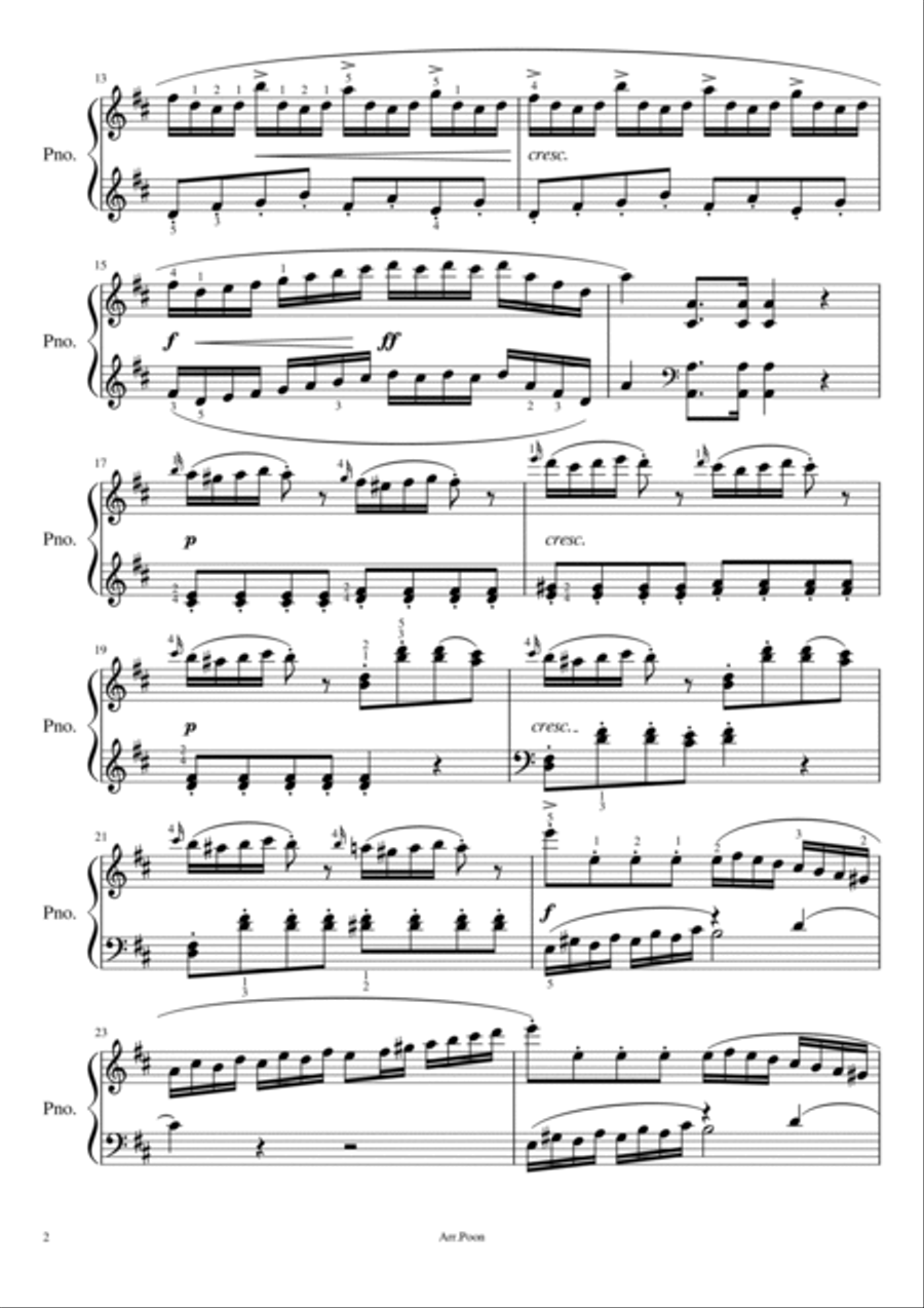Haydn - Sonata in D major, Hob.XVI:37 Mov. 1 - Original For Piano Solo With Fingered Piano Solo scores gallery preview page 2