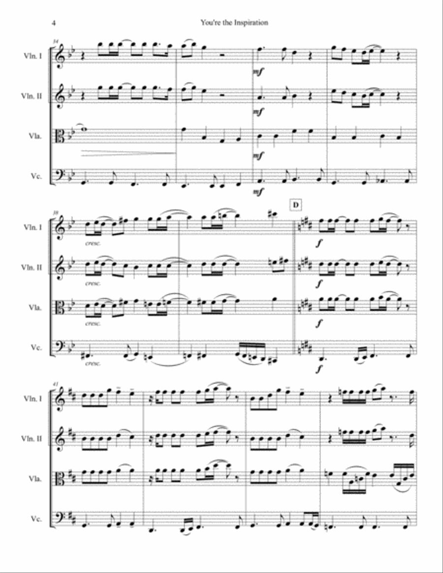 You're The Inspiration String Quartet scores gallery preview page 4