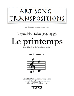 Book cover for HAHN: Le printemps (transposed to C major)