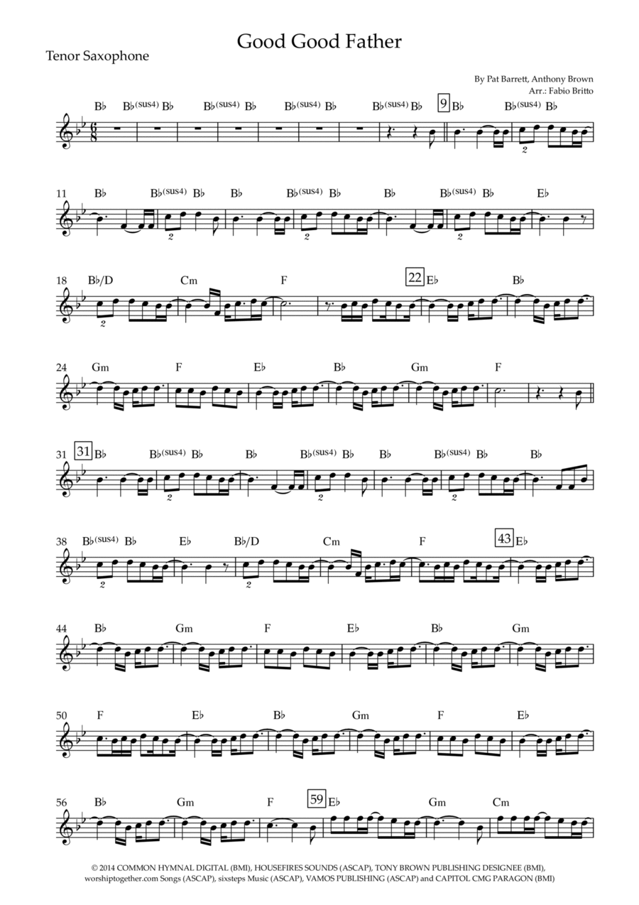Good Good Father Tenor Saxophone scores gallery preview page 1