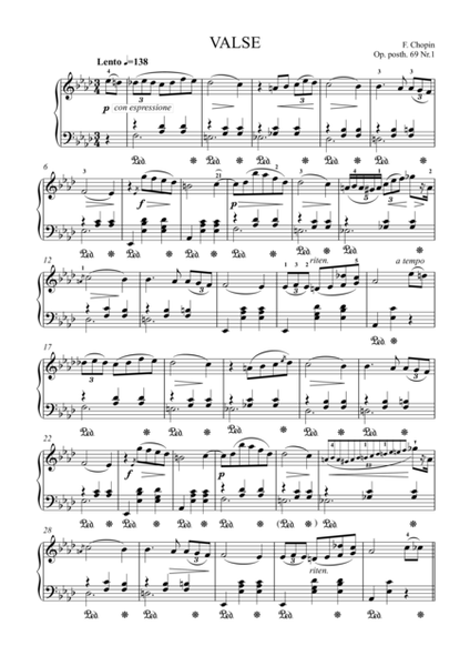 Chopin Waltz in A-Flat, Op. 69, No 1 