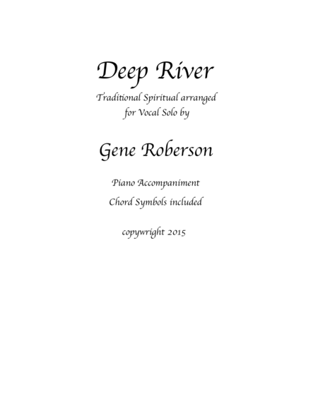 Deep River Arranged for Vocal Solo