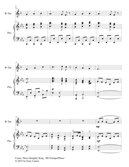COME, THOU ALMIGHTY KING (Duet – Bb Trumpet and Piano/Score and Parts) image number null