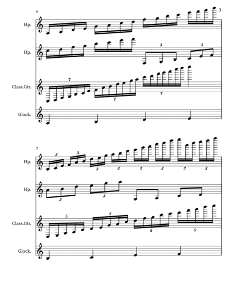 Z 112 for Harps, Classical Guitar & Glockenspiel Acoustic Guitar scores gallery preview page 3