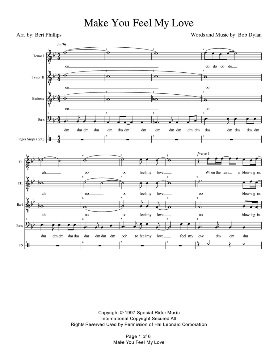 Make You Feel My Love TTBB scores gallery preview page 1