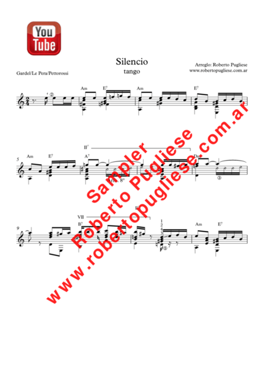 Silencio - Tango guitar Classical Guitar scores gallery preview page 2