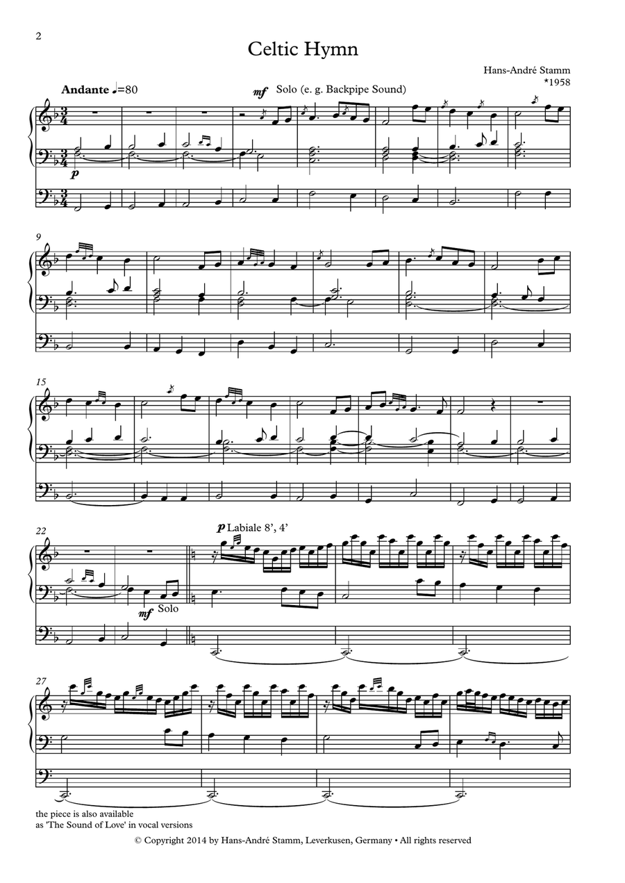 Celtic Hymn for organ Celtic Fiddle scores gallery preview page 2