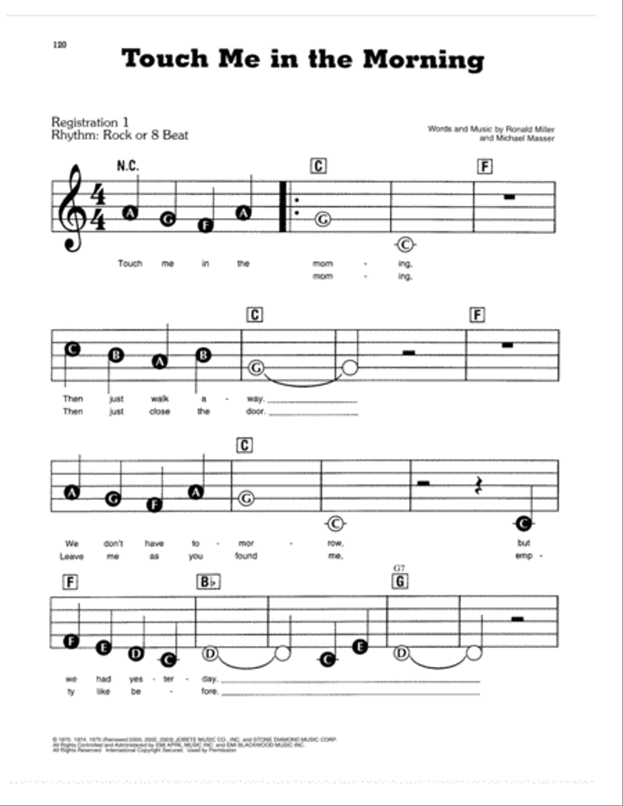 Touch Me In The Morning Touch Me In The Morning Electronic Keyboard scores gallery preview page 1