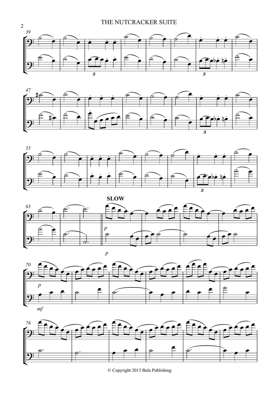 THE NUTCRACKER SUITE - CELLO DUET - (Waltz of the Flowers, The Magic Castle on the Mountain of Sweet String Duet scores gallery preview page 2