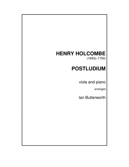 HOLCOMBE Postludium for viola & piano image number null