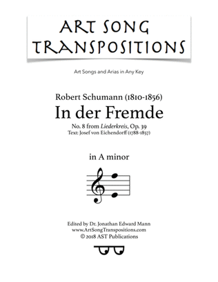Book cover for SCHUMANN: In der Fremde, Op. 39 no. 8 (transposed to A minor)