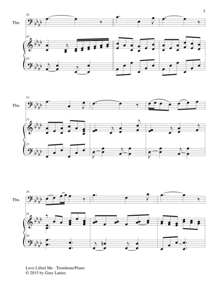 LOVE LIFTED ME (Duet – Trombone and Piano/Score and Parts) image number null