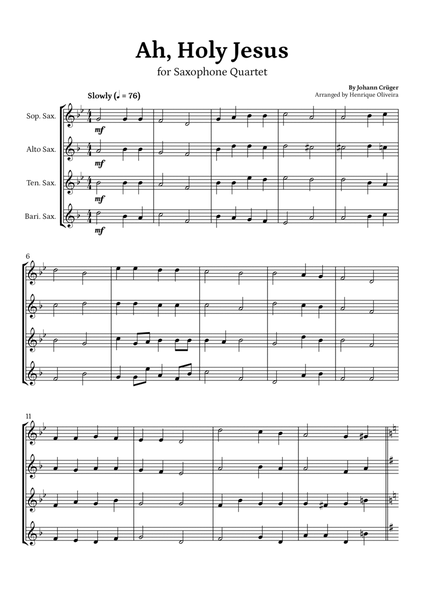 Ah, Holy Jesus (Saxophone Quartet) - Easter Hymn image number null