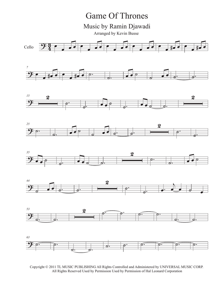 Game Of Thrones Cello Solo scores gallery preview page 1