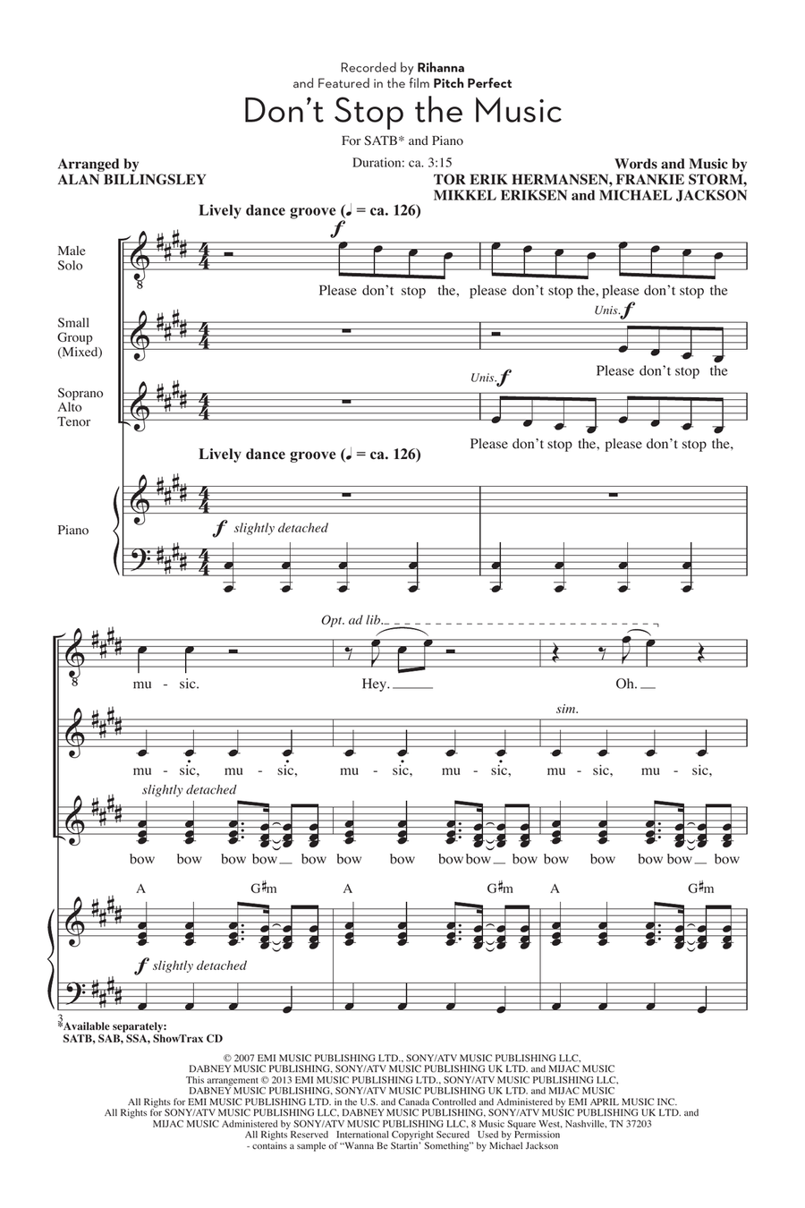 Don't Stop The Music 4-Part scores gallery preview page 1