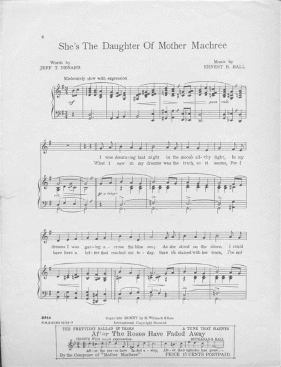She's the Daughter of Mother Machree Voice scores gallery preview page 2