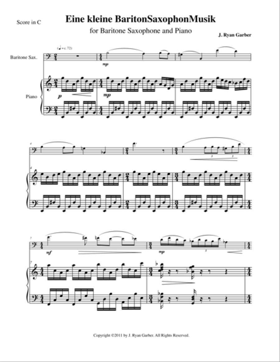 Eine Kleine Baritonsaxophonmusik (for Baritone Saxophone and Piano) image number null