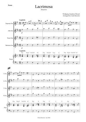Book cover for Lacrimosa (Saxophone Quartet) Piano and chords