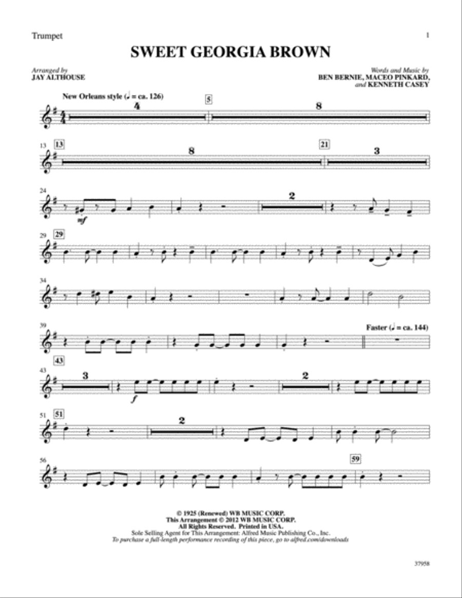 Sweet Georgia Brown: 1st B-flat Trumpet B-Flat Trumpet scores gallery preview page 1
