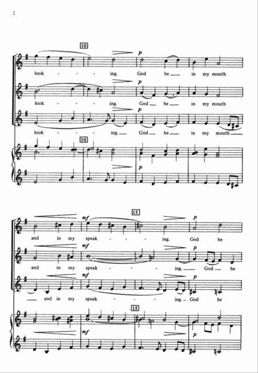God be in my head SSA scores gallery preview page 2