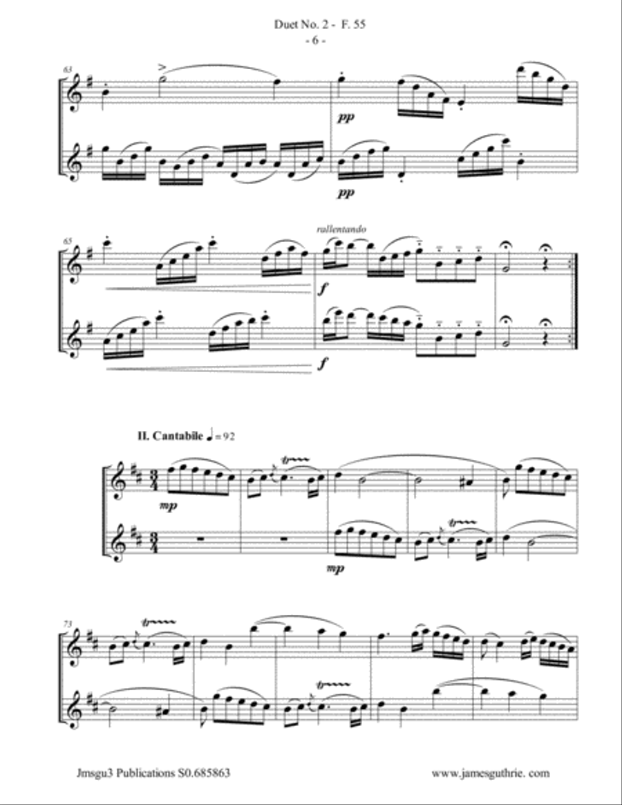 WF Bach: Duet No. 2 for Alto Flute Duo Flute Duet scores gallery preview page 6