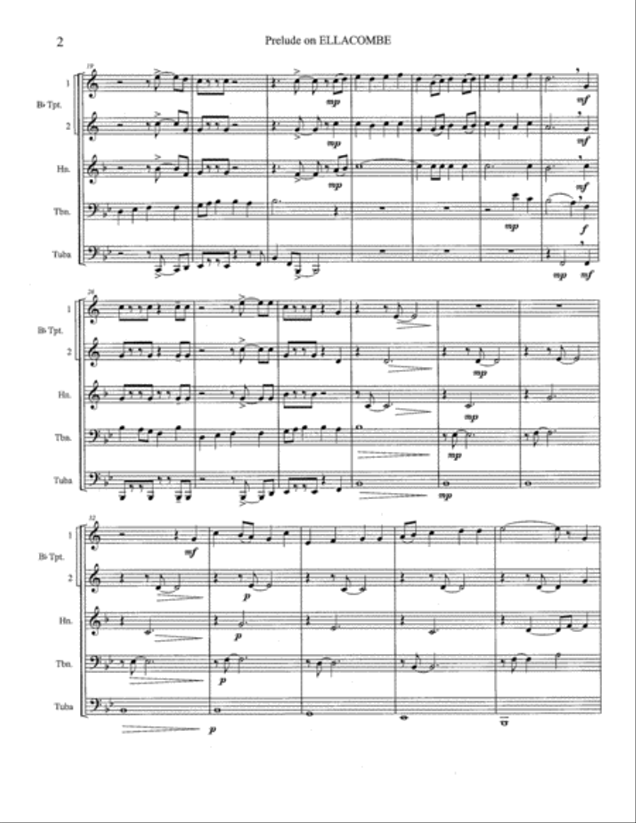 Prelude on ELLACOMBE Brass Ensemble scores gallery preview page 3