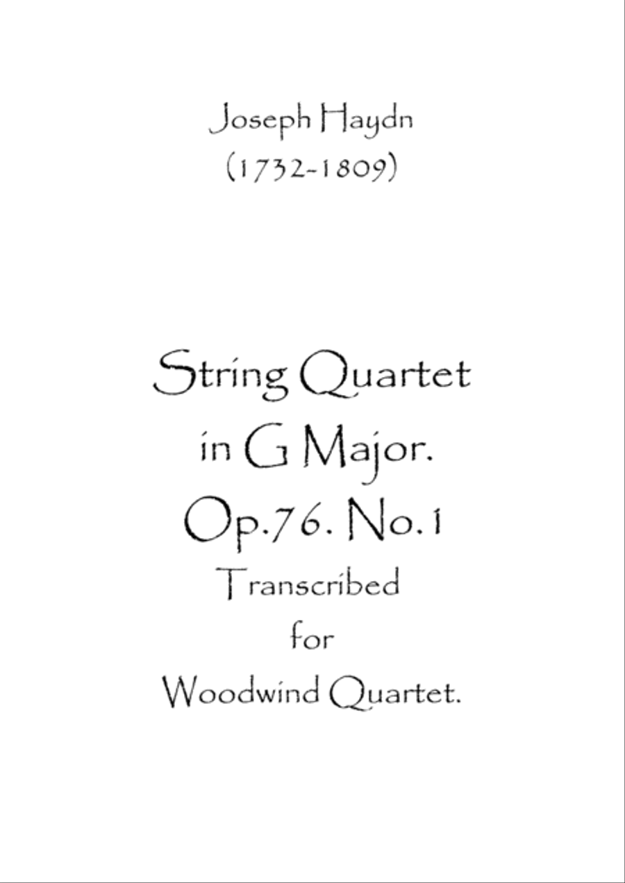 Book cover for String Quartet in G major. Op.76.No.1