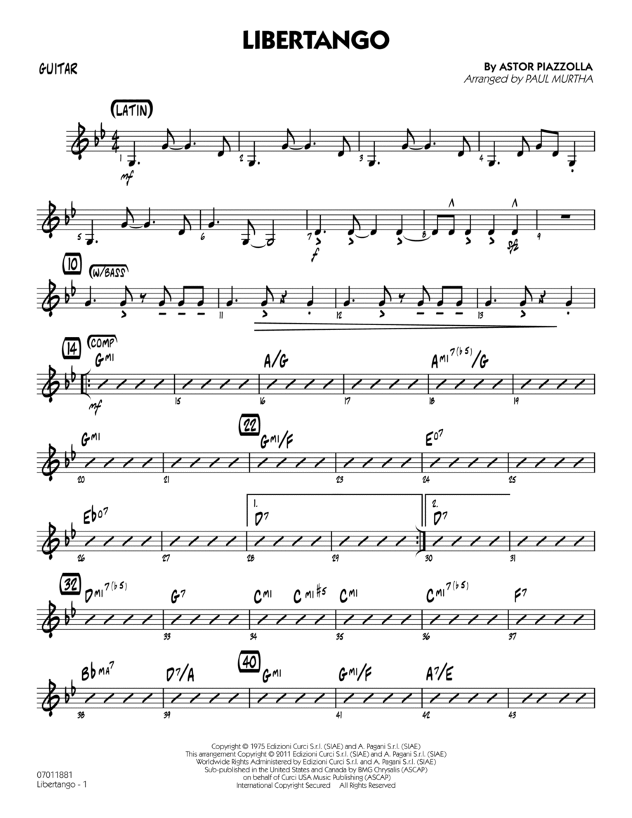 Libertango - Guitar Jazz Ensemble scores gallery preview page 1