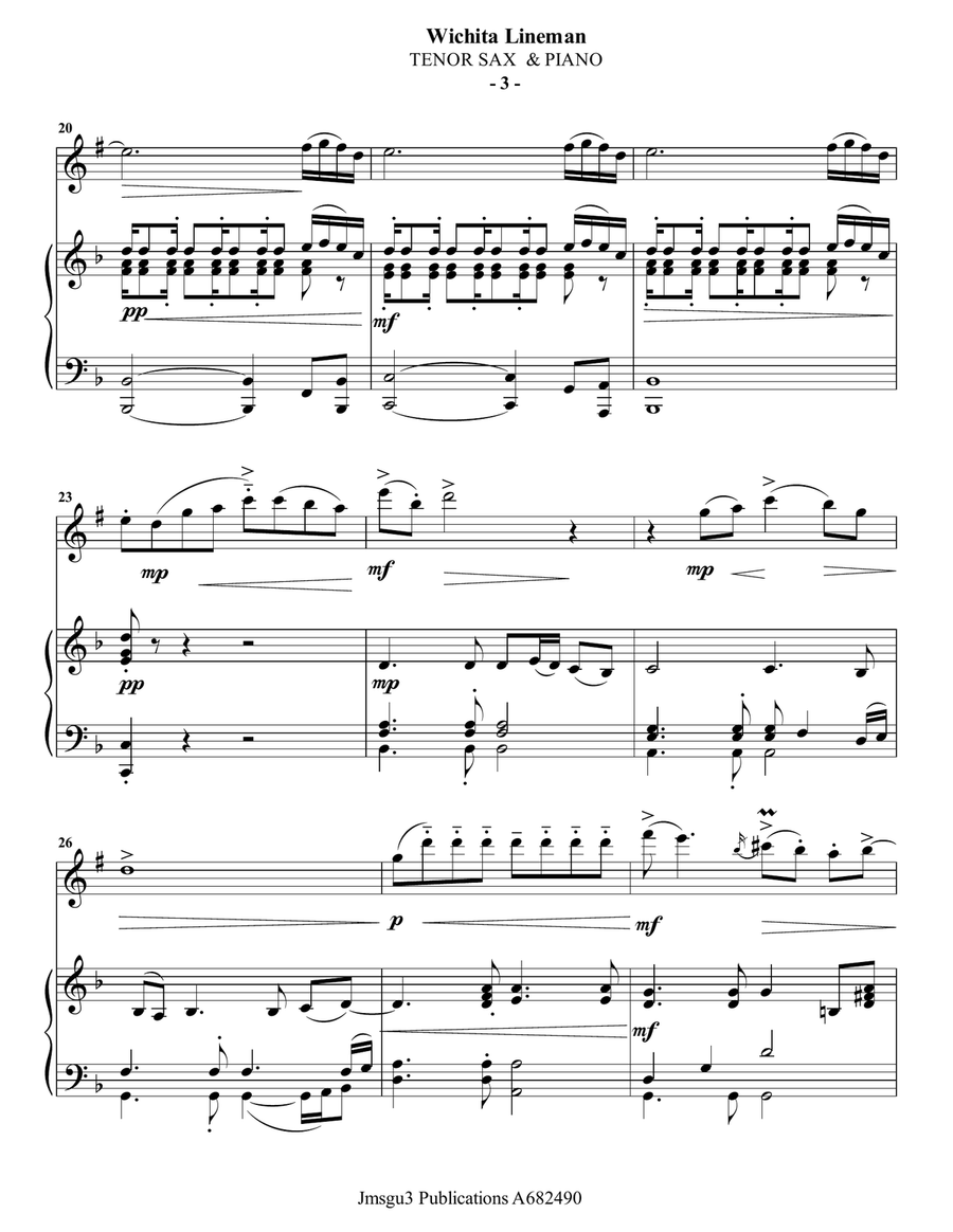 Wichita Lineman Tenor Saxophone scores gallery preview page 3
